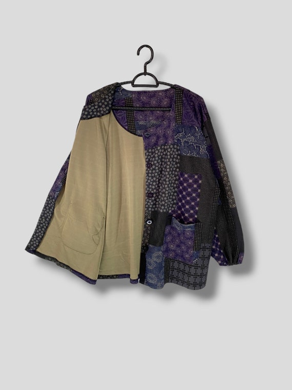 Vintage Unbranded patchwork sashiko pattern colla… - image 3