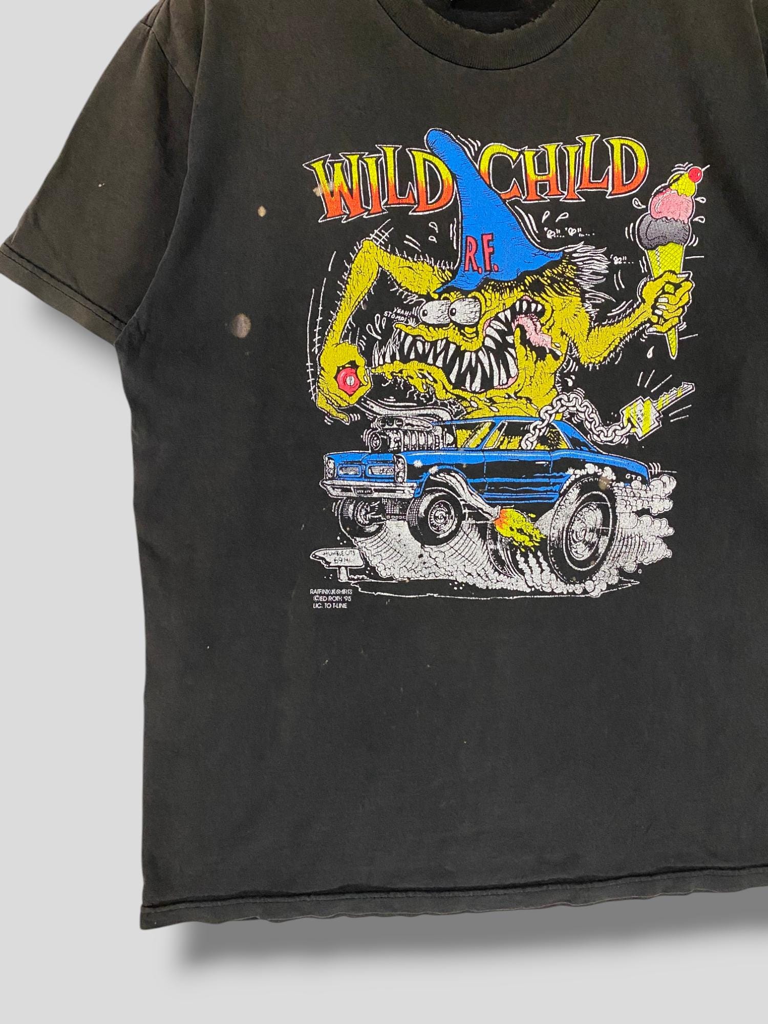 Vintage 90s Ed Big Daddy Roth Rat Fink Wild Child Distressed