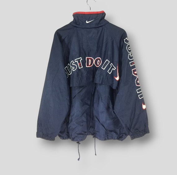 Vintage des annees 90 Nike Just do it en epellation logo brode veste streetwear homme coupe vent fermeture eclair bleu clair veste taille Large Etsy France