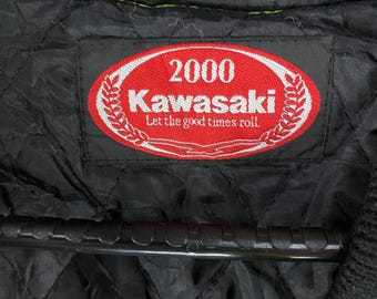 ジャケット・アウター 00s velor coated blouson japanese label Vintage Kawasaki ZRX Wool Leather Varsity Jacket Japanese