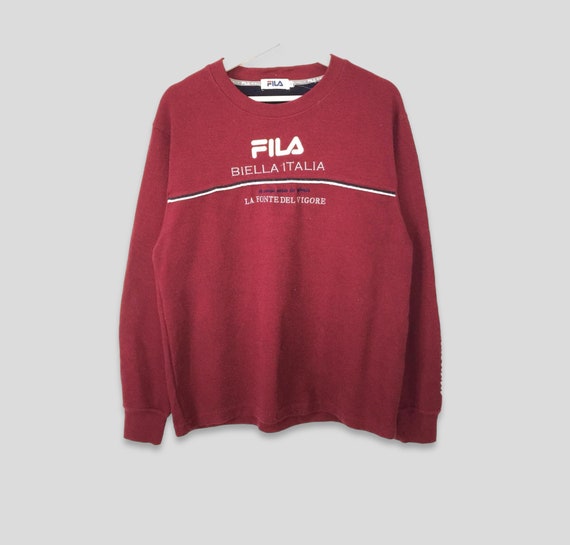 Felpa rossa da uomo vintage con logo ricamato Fila taglia M Etsy Italia