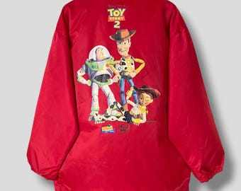 Jaqueta de promoção de filme vintage Toy Story 2 dos anos 90, Disney Pixar, filme de comédia animado por computador, produtos de rua, agasalho casual, jaqueta de pressão