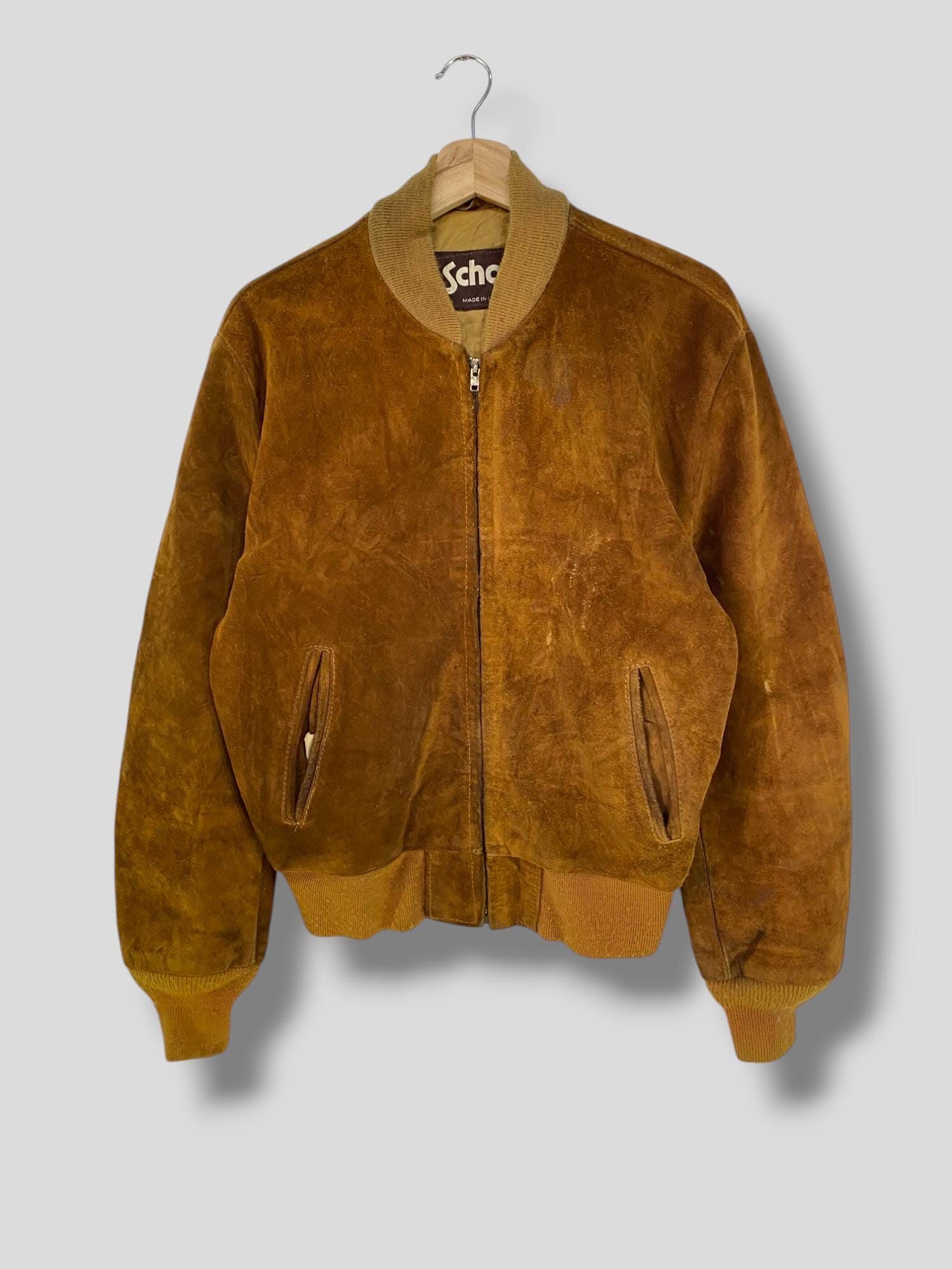 ジャケット・アウター 80s Schott suede leather bomber jkt Vintage 80s Schott Suede Leather Bomber Jacket Military Boho