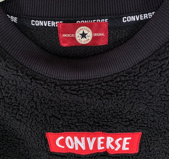 Vintage converse embroidered box logo fleece pull… - image 4