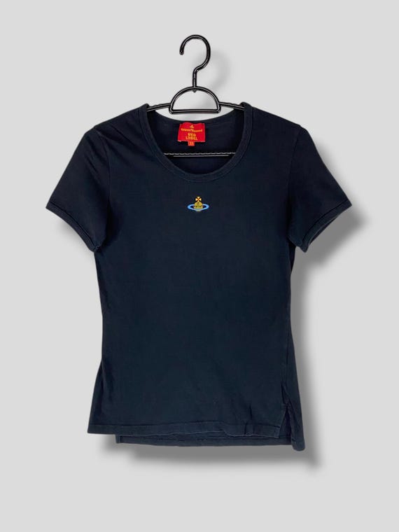 Vintage Vivienne westwood red label embroidered center logo shirt designer casual outfits fashion womenswear punk black XSmall
