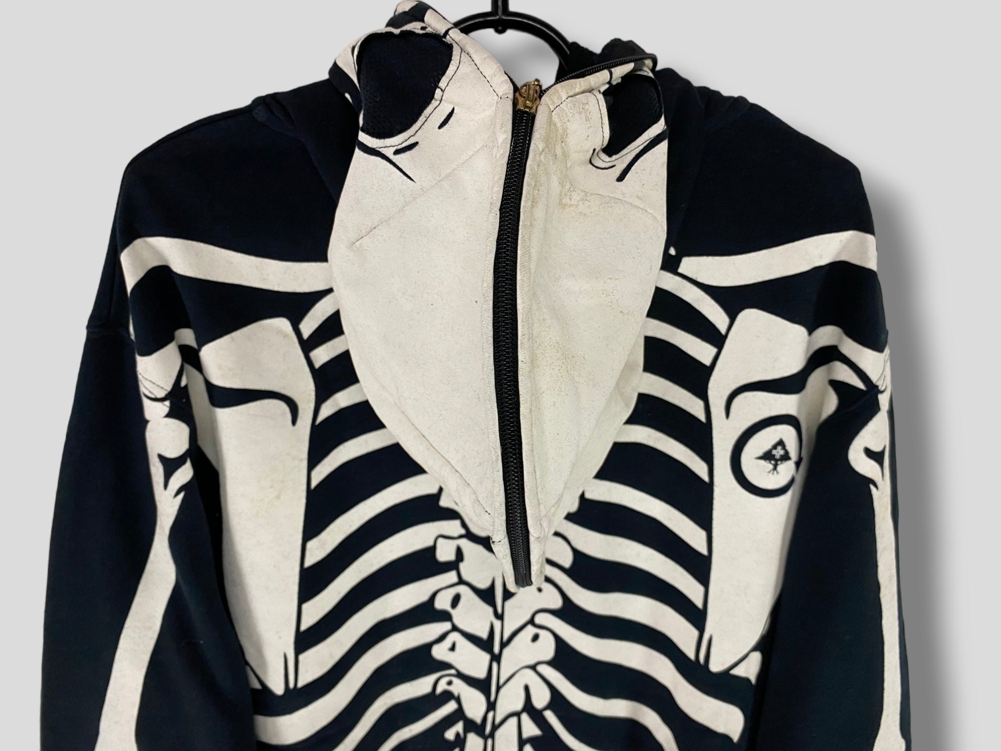Vintage Y2K Lrg Dead Serious Skeleton Full Zip Hoodie Glow in the Dark Streetwear Hip Hop Casual Outfits Skull and Bones Black Large Etsy UK