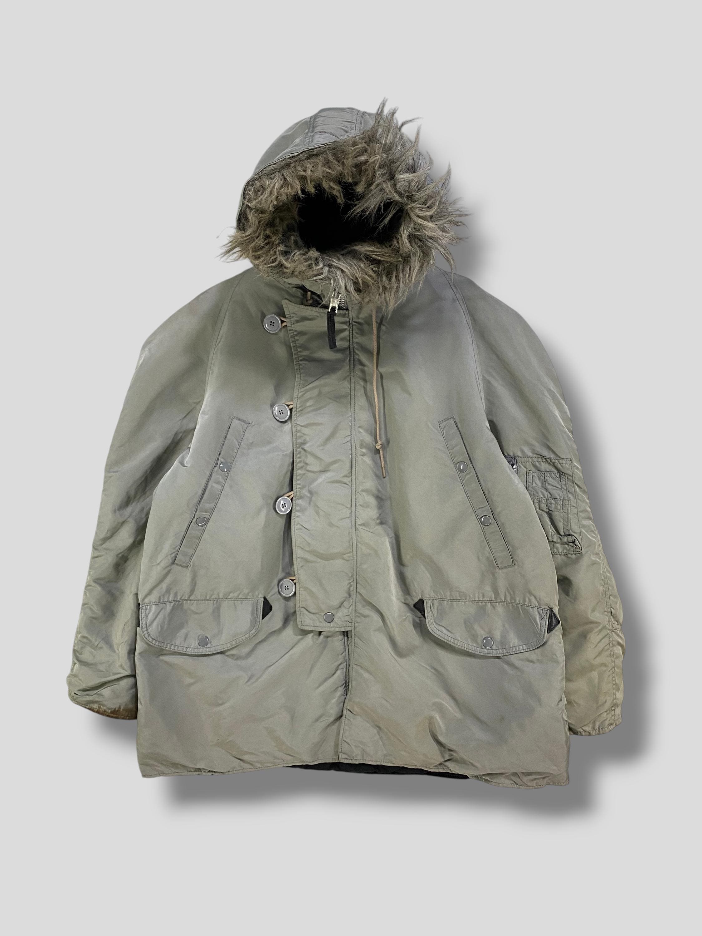 Vintage 90s Alpha Industries Fur Hood N-3B Jacket Military Flight