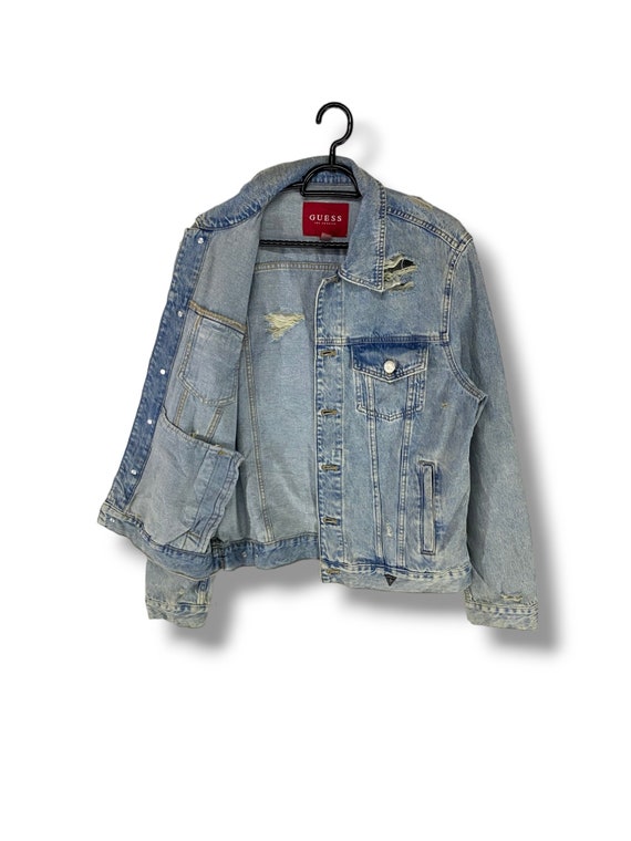 Vintage Y2k Guess distressed denim jacket streetw… - image 3