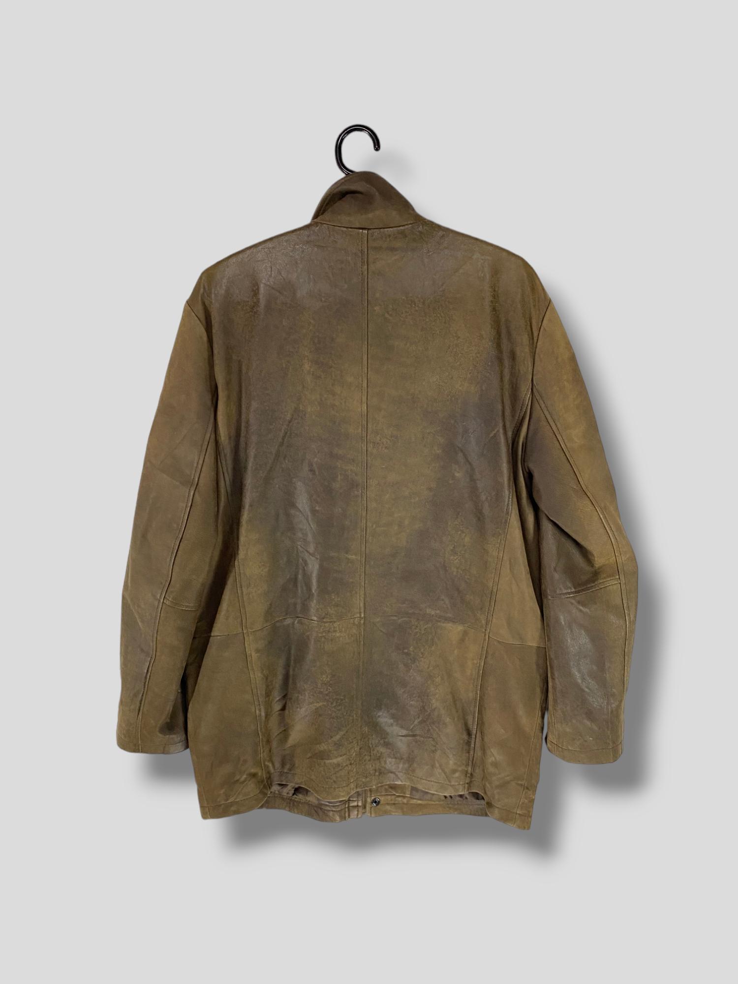 Vintage Wind Armor Soft Sheepskin Leather Jacket Rugged Casual