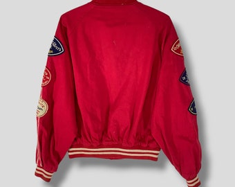 Vintage 90s Avirex Embroidered Logo Patch Varsity Jacket
