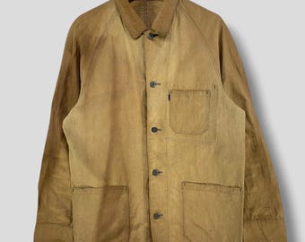 Vintage 1950s Green Cotton Work Jacket – Zip Front Chore Coat