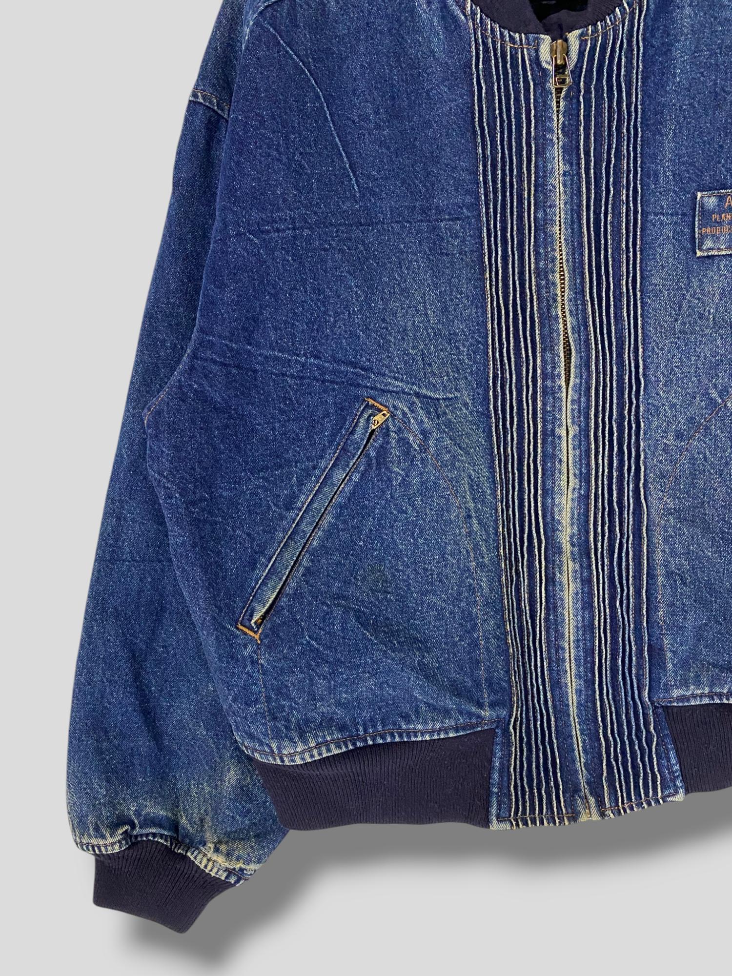 Rare Vintage 80s Atsuki Onishi Pleated Indigo Denim Bomber Jacket