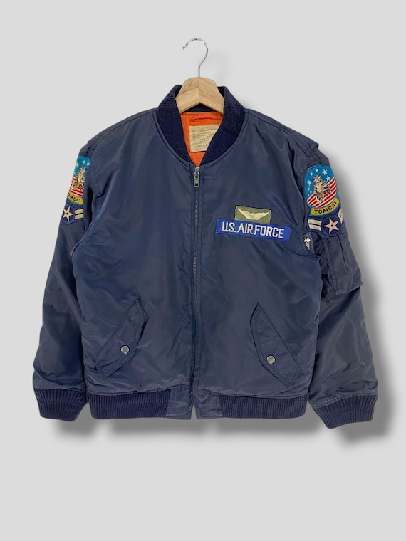 Vintage Alpha T.K. Gold Us Air Force Tomcat Bomber Jacket Military