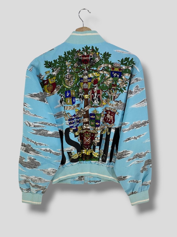 Vintage Moschino Cloud Allover Print Cropped Bomber Jacket