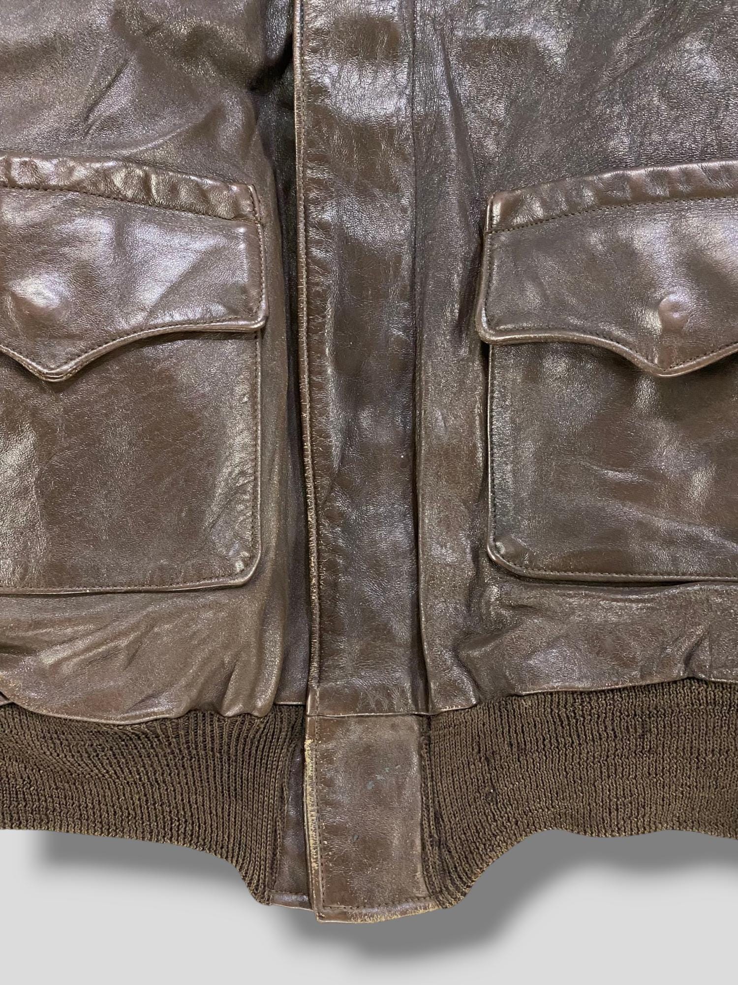 Vintage 70s Willis & Geiger Inc. Type A-2 Leather Bomber Jacket