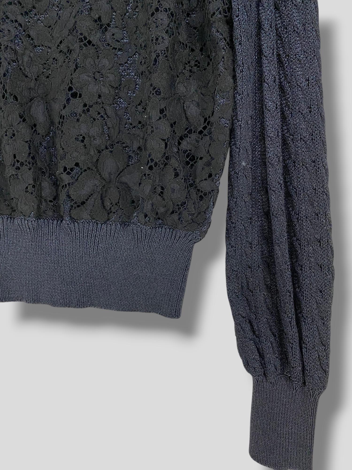 Vintage Christian Dior Lace Knit Silk Top Sweater Designer Preppy
