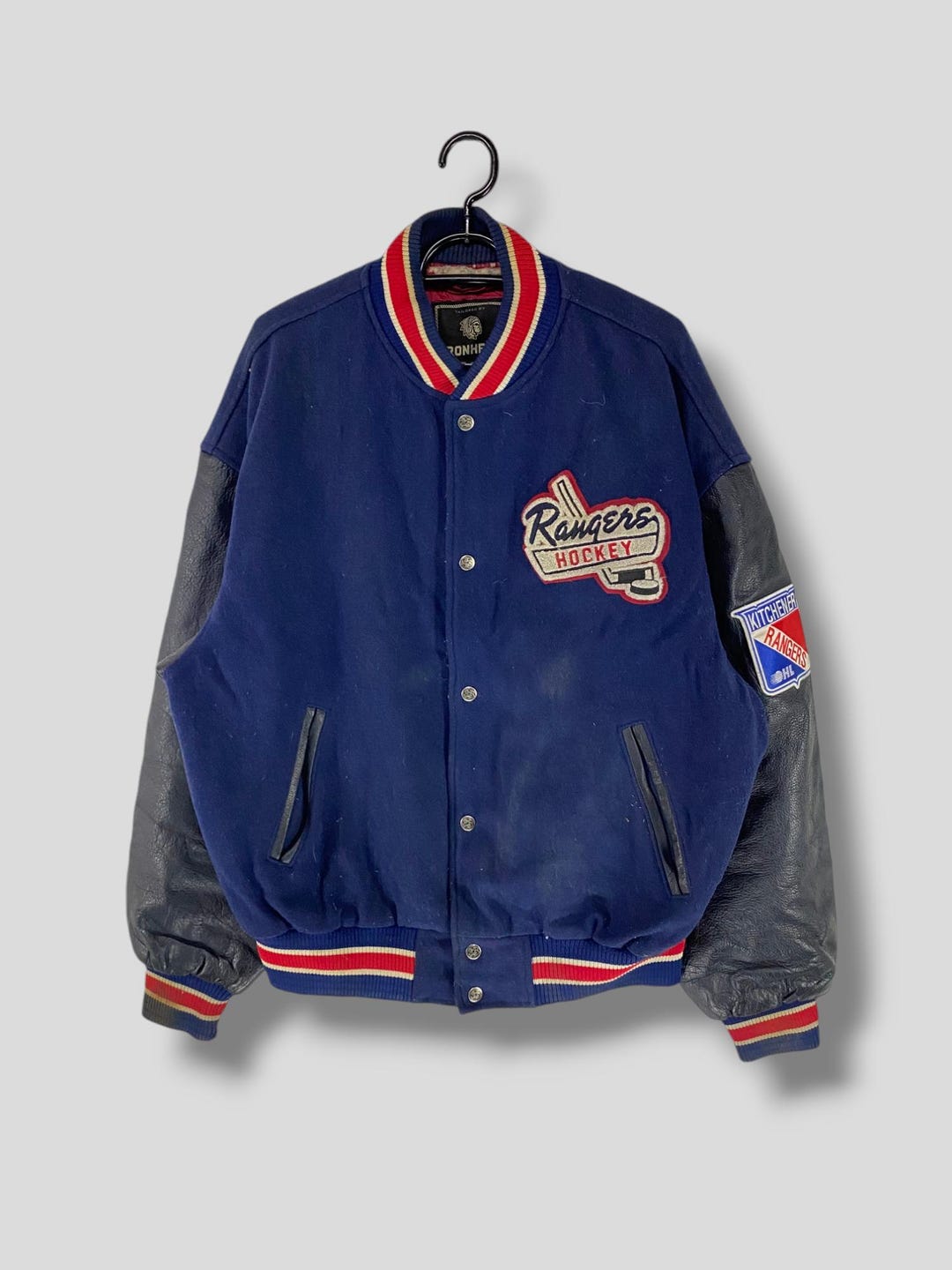 Vintage 90s Kitchener Rangers Hockey Embroidered Logo Leather