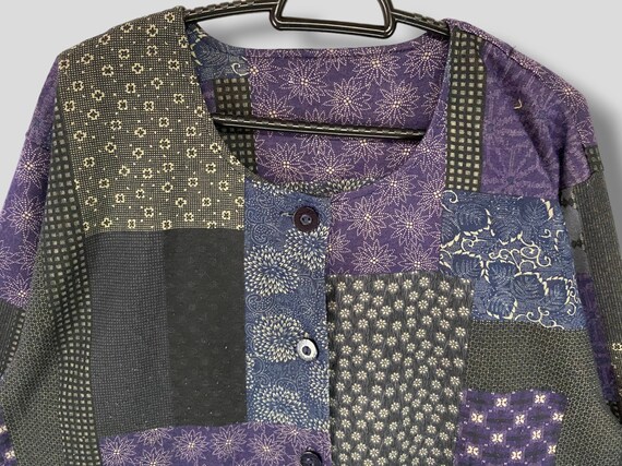Vintage Unbranded patchwork sashiko pattern colla… - image 4
