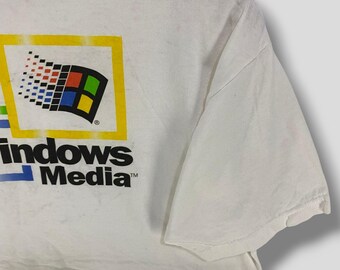 Vintage 90s Windows Media Tshirt Collectible Microsoft Streetwear