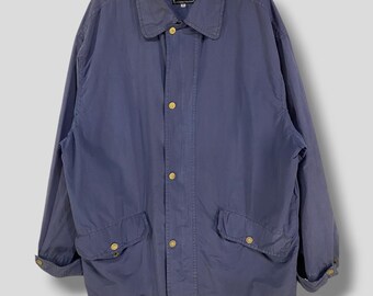 Kurtka typu snap vintage Versace designerska codzienna odzież wierzchnia lekka kurtka robocza preppy ivy league sunfaded blue XLarge
