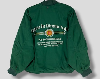 Vintage Now Now Club embroidered logo bomber jacket japanese brand streetwear casual outfits bomber jacket green Medium