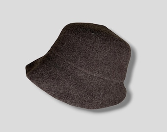 Vintage Kenzo plain wool hat designer casual accessories womenswear brown bucket hat