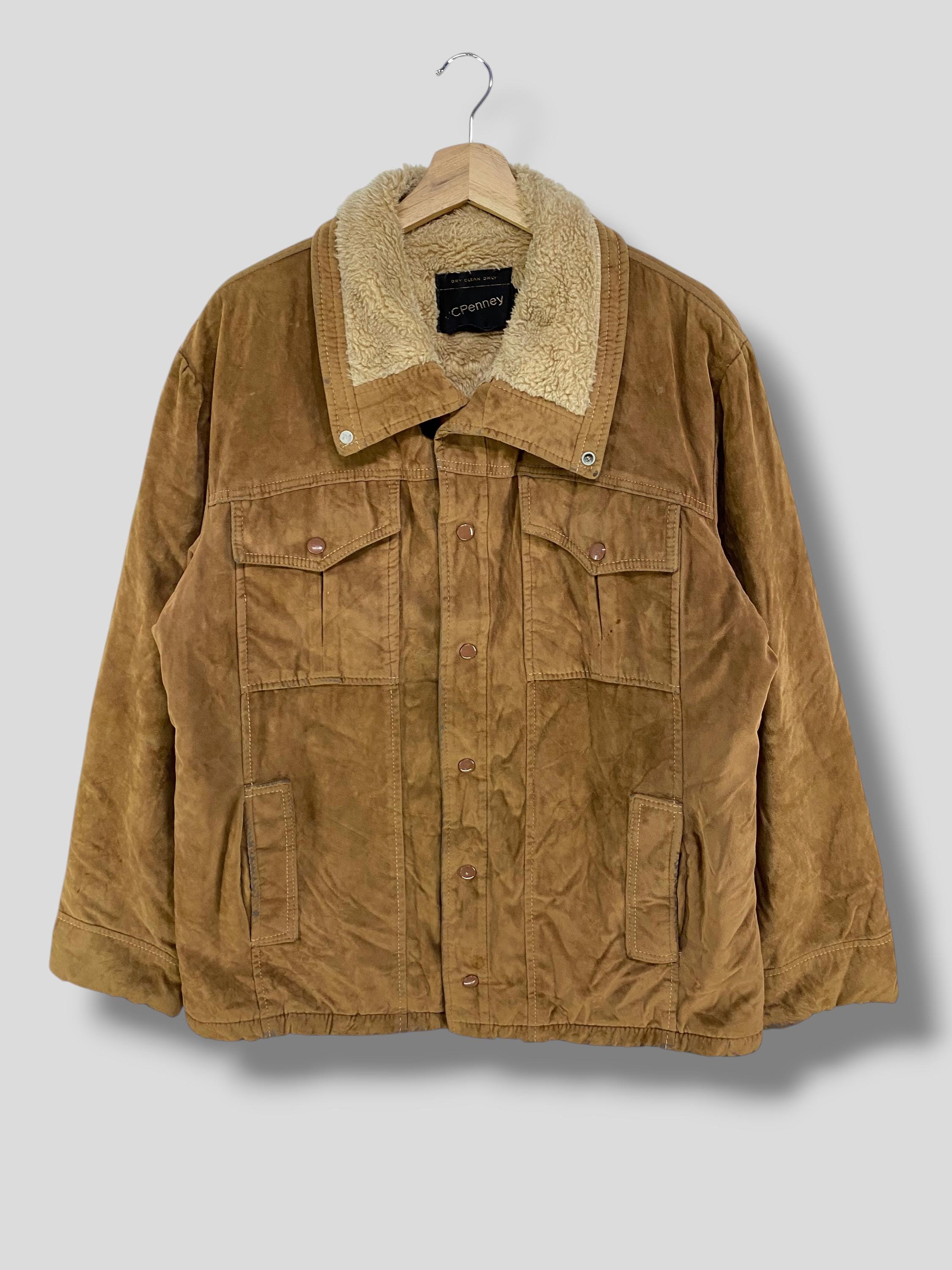 Vintage 70s JC Penney Faux Suede Sherpa Jacket Ranch Western Work