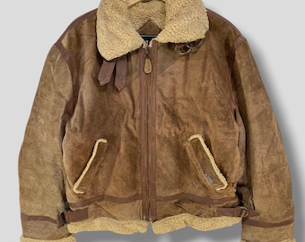 Vintage 1990s Type B-3 Shearling Leather Flight Jacket - 90s Repro