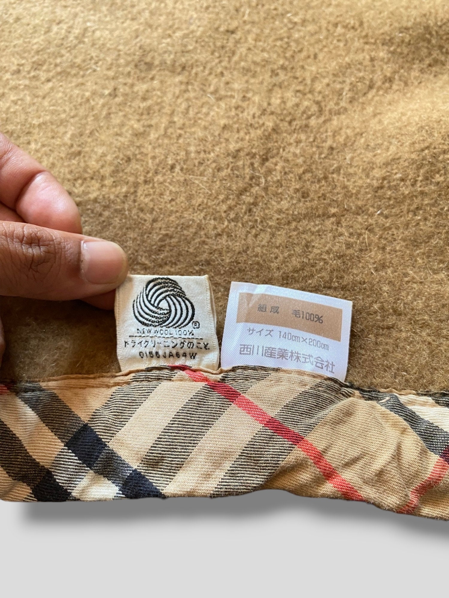 Vintage Burberrys Embroidered Logo Nova Check Trim Wool Blanket