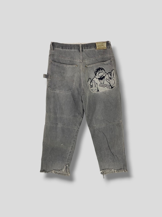 W35 Vintage CTR Cybertek Embroidered Logo Baggy Jeans Hip