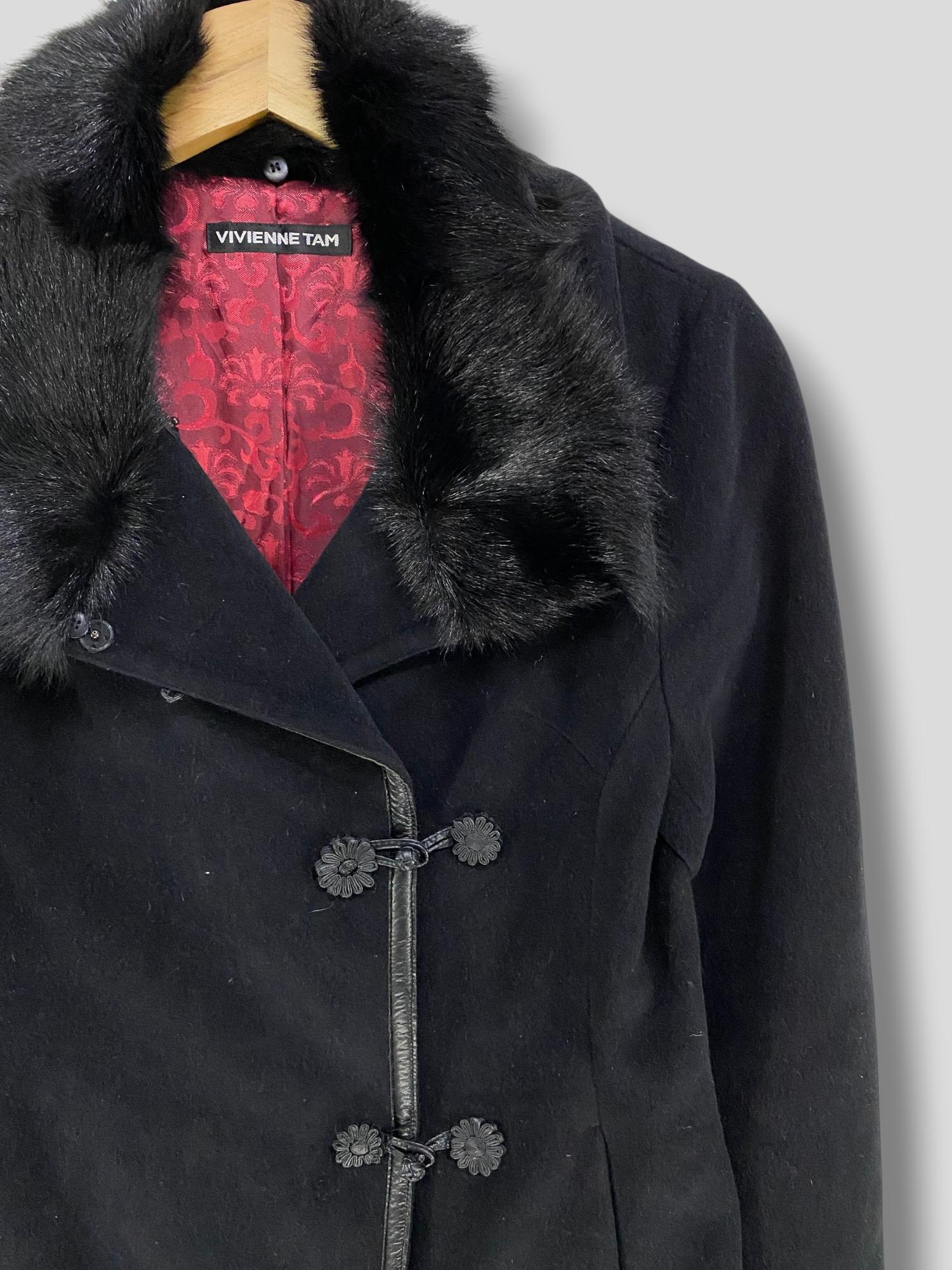 Vintage Vivienne Tam Chinese Knot Fur Collar Angora Wool Blend