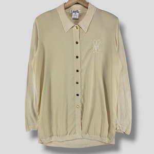 Vintage Hermes embroidered logo gold button knit wool cardigan designer casual outfit light thin cardigan blouse sweater womenswear size 42