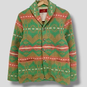 Vintage Indian motorcycle aztec pattern shawl sweater bohemian casual outerwear southwestern jacket navajo multicolor Small