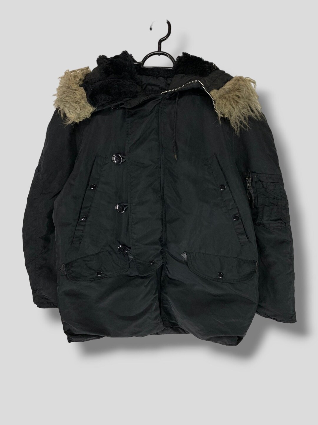Vintage Alpha Industries Fur Hood N-3B Jacket Military