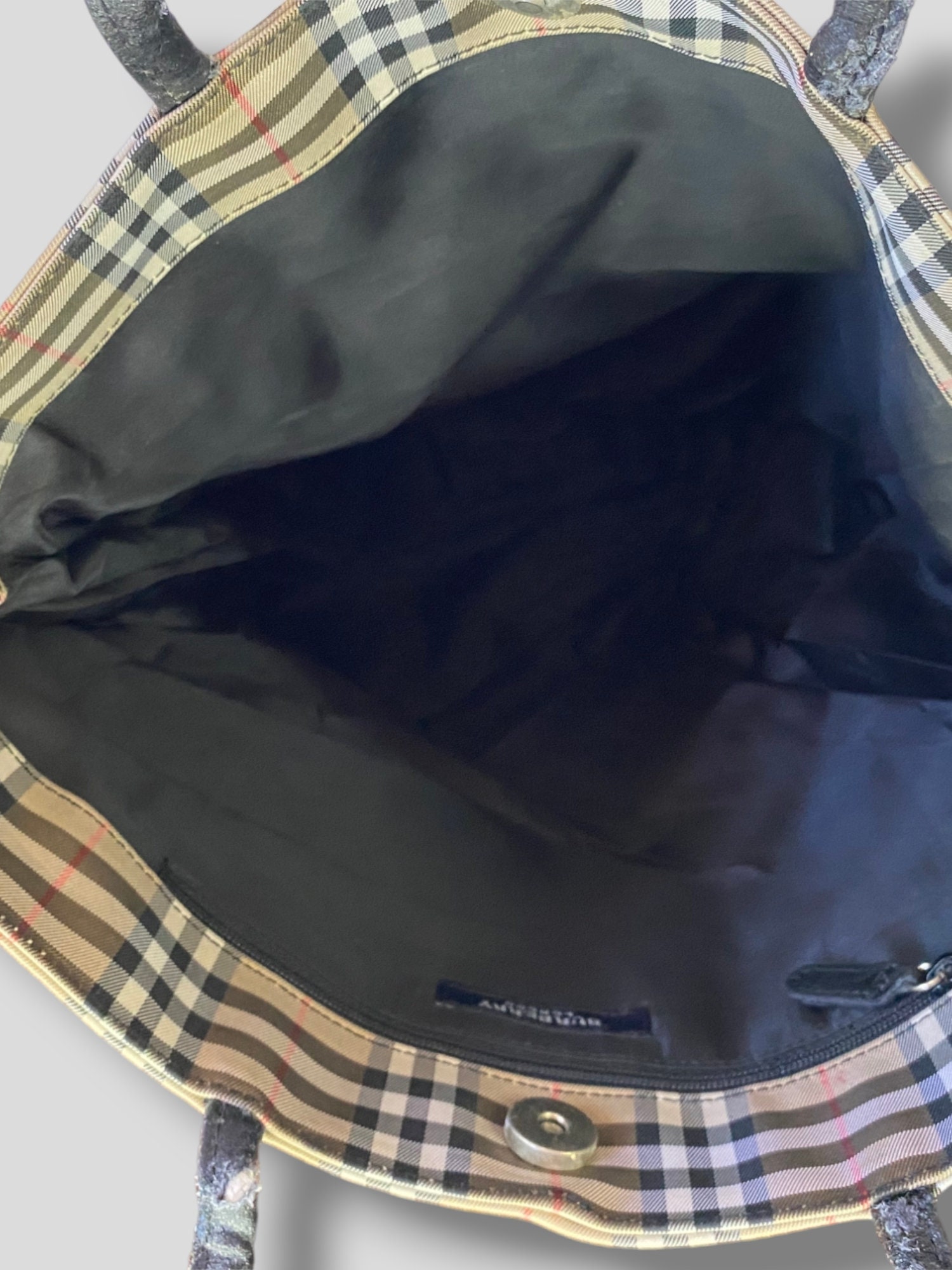バッグ 862 vintage Burberry plaid tote bag Vintage Authentic BURBERRY Nova Check Tote Bag PVC Leather