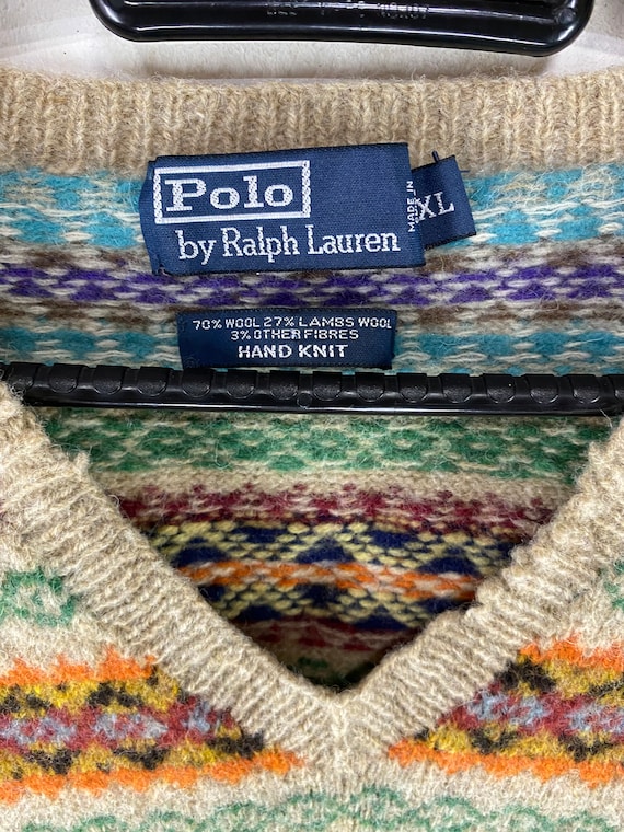 Vintage 90s Polo Ralph Lauren Multicolor Fair Isle Lambs Wool