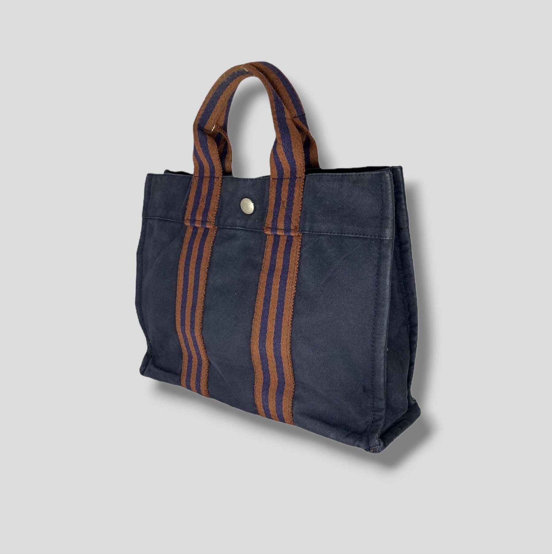 SD COD Hermes Fourre Tout Du Cavalier Canvas Tote Bag with Pouch