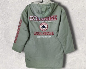 Vintage converse spellout embroidered logo jacket converse sherpa jacket size Small