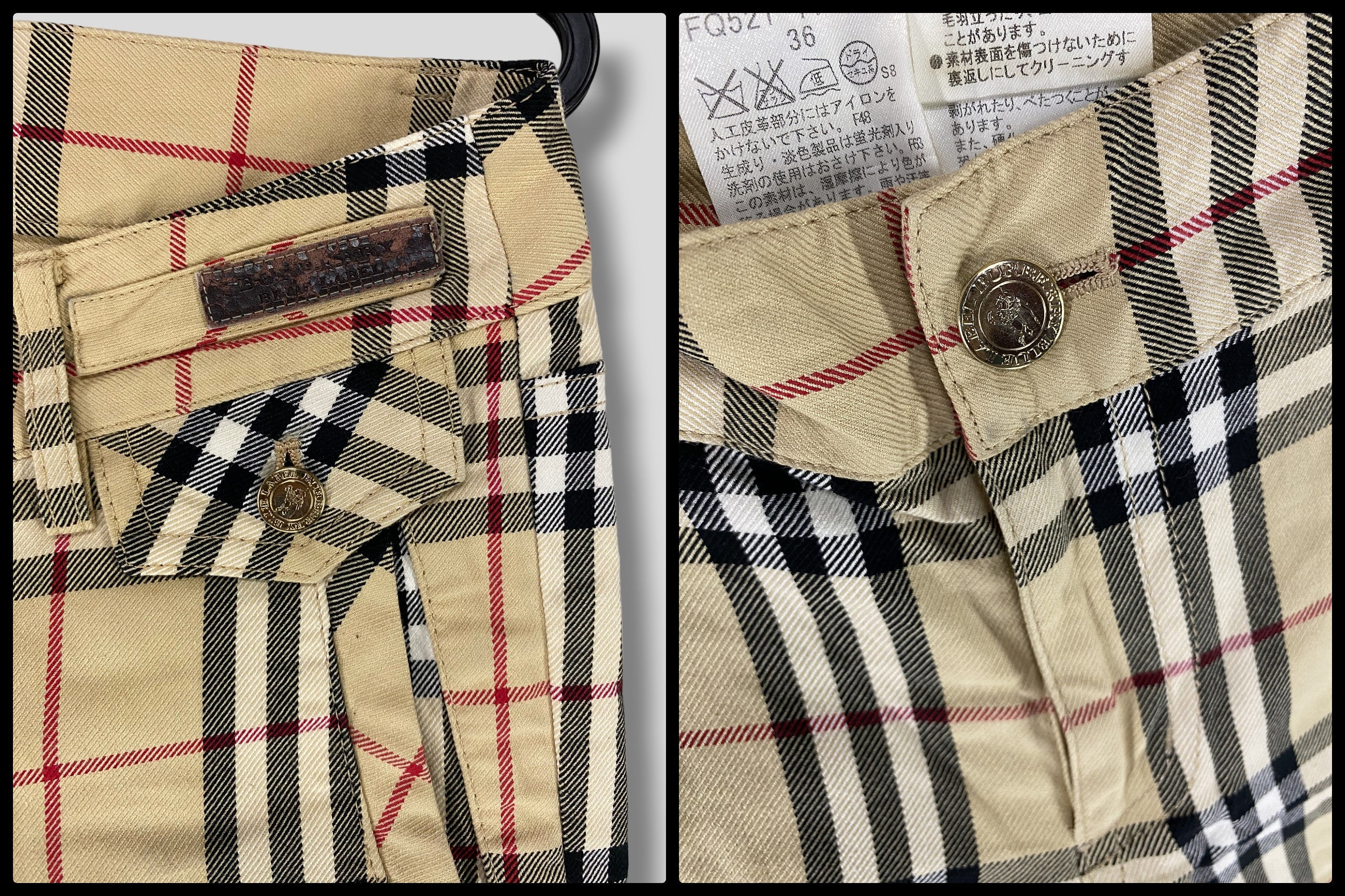Size 28 Vintage Burberry Nova Check Plaid Pant Designer