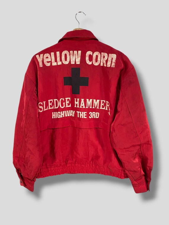 Vintage 90s Yellow Corn Sledge Hammer Bomber Jacket Japanese Brand