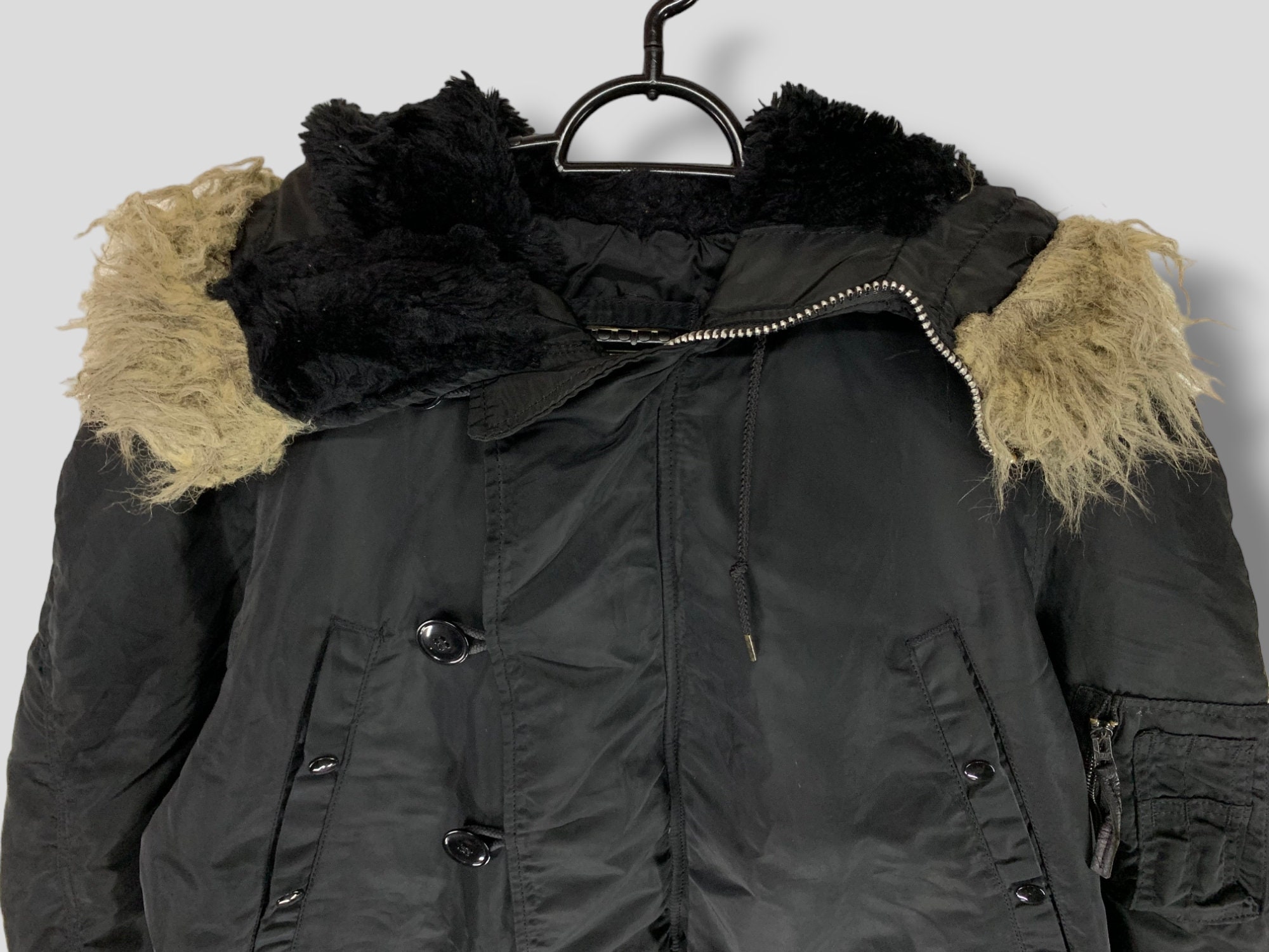 Vintage Alpha Industries Fur Hood N-3B Jacket Military Vintage Alpha Industries Fur Hood N-3B Jacket Military