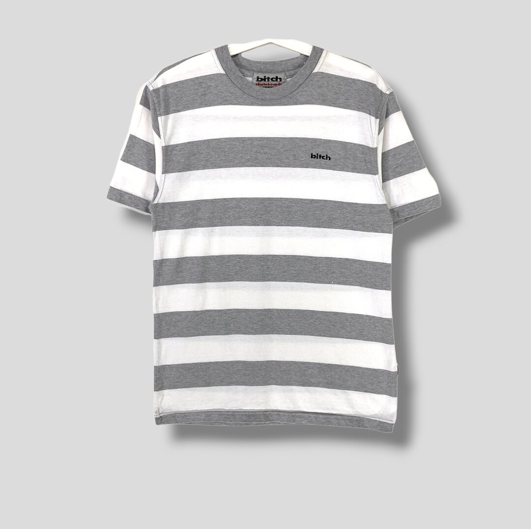 Vintage 90s Bitch Skateboard Logo Stripe Tshirt Mens