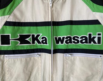 Vintage 80s 90s Kawasaki Padded Jumpsuit Japanese Motorcycle