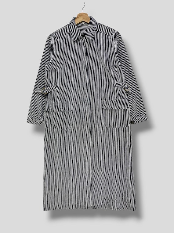 Vintage Y2K Angeliebe hickory stripes cotton canvas coat works casual outfit outerwear womenswear overcoat workwear style size 9