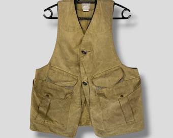Vintage Filson cotton canvas half moon vest workwear utility multipocket casual outfits field hunting vest sleeveless jacket beige