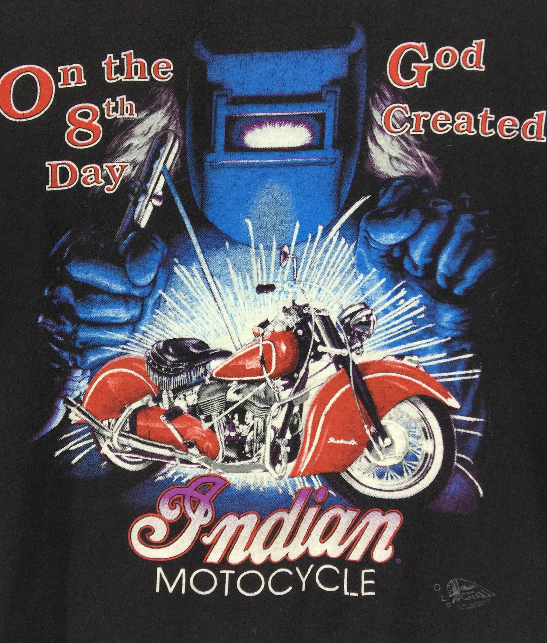 90年代のヴィンテージインディアンモーターサイクルTシャツ、バイカー 