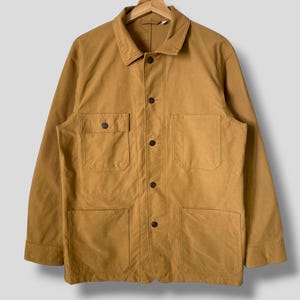 Vintage y2k chore jacket Japanese brand works casual outfits work wear utility jacket french work chore coat brown Medium