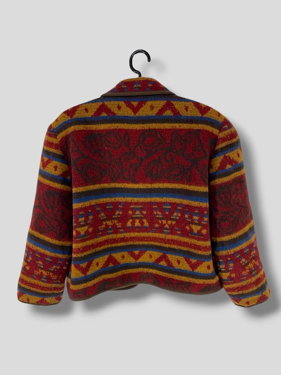 Vintage Trans work native pattern wool cropped ja… - image 2