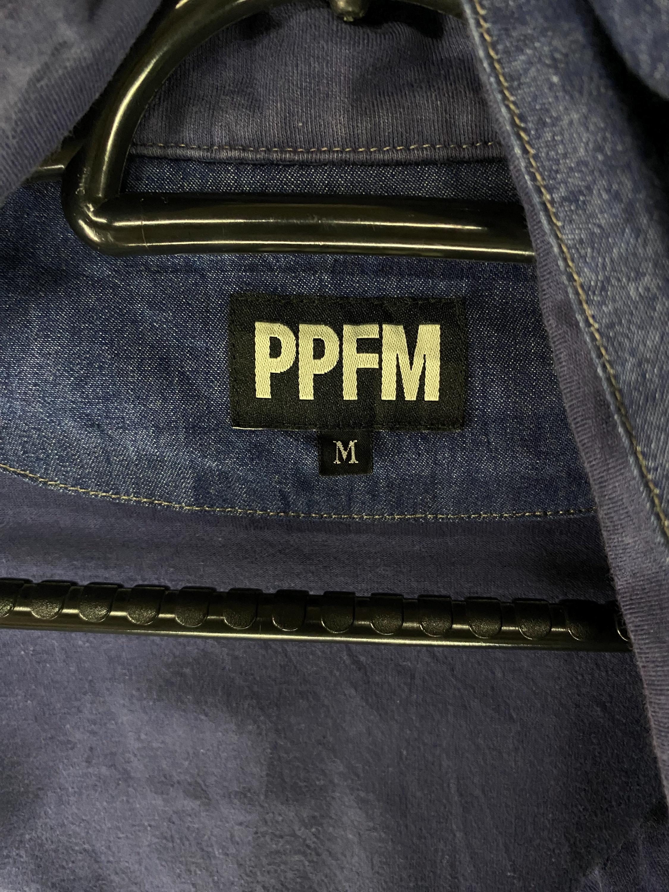 Vintage Y2K PPFM Layered Hi Collar Denim Zipper Shirt Japanese 