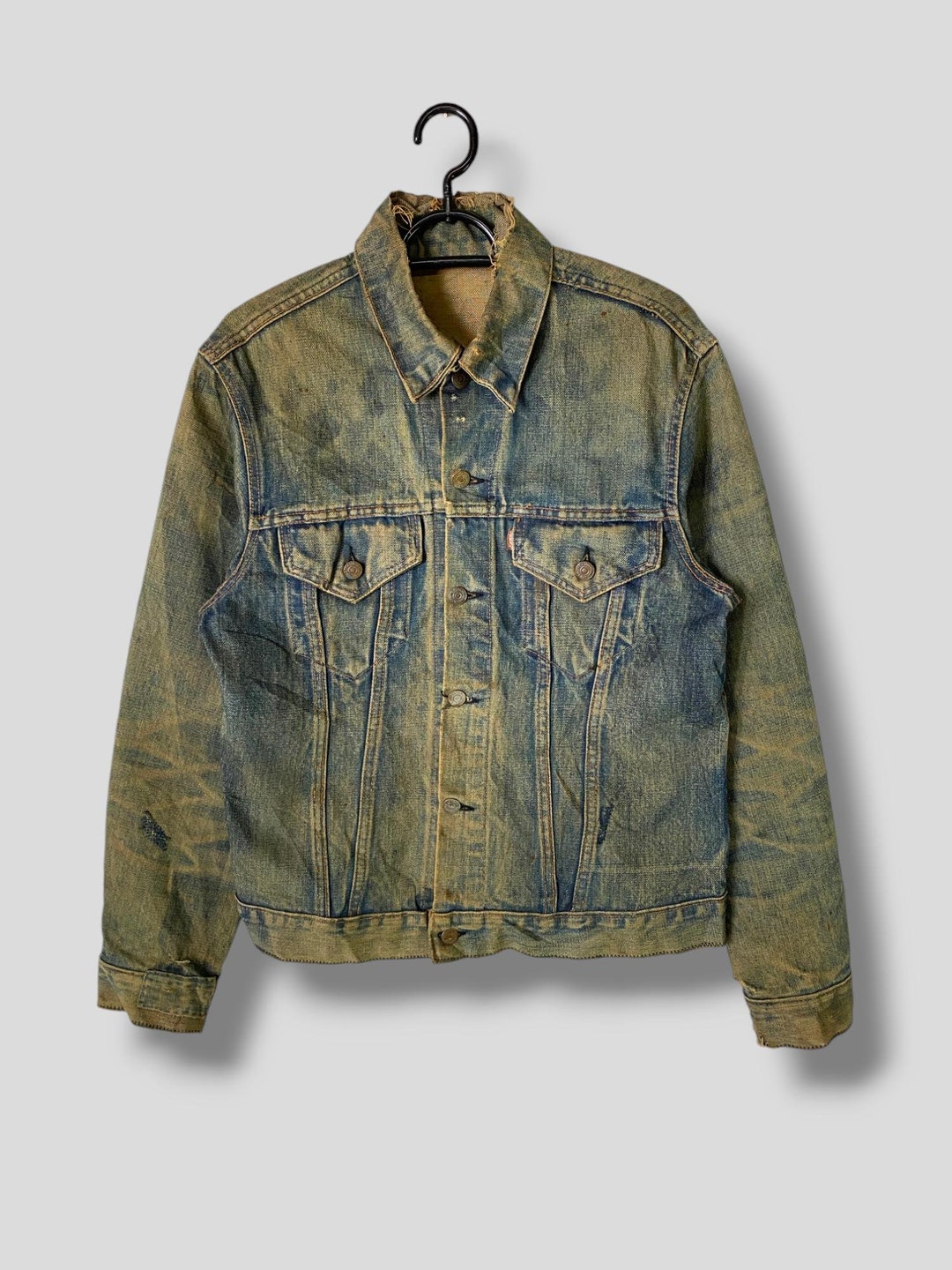 Rare Vintage 60s Levis Big E Square Patch Type 3 Distressed Denim